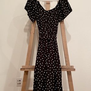 Black slit polka dot dress (runs big)